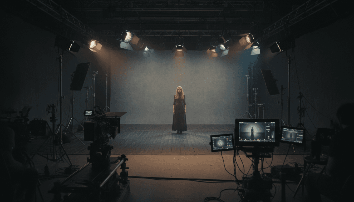 Behind-the-scenes moment during director collaboration