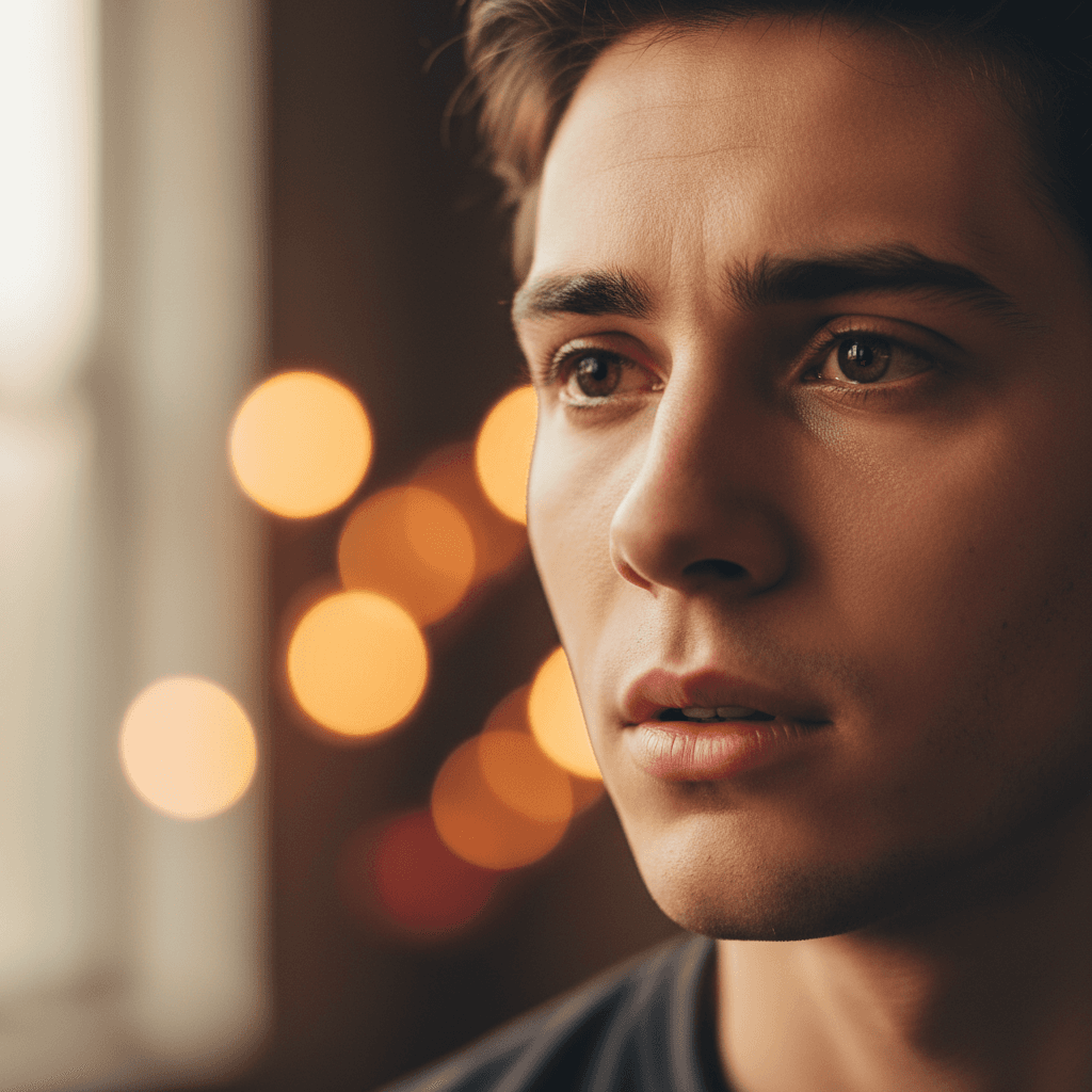 Actor performing on film set during production